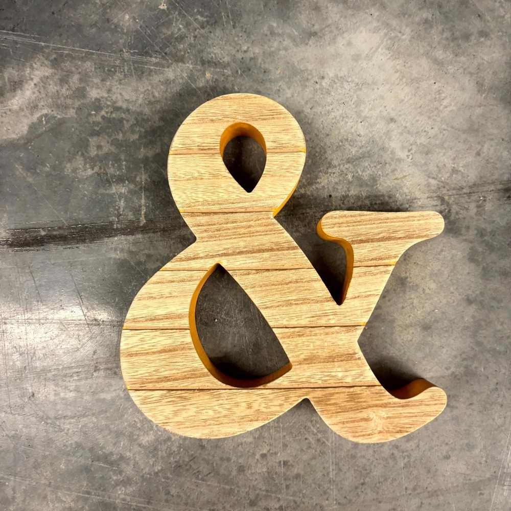 Rustic Wooden Ampersand Orange Sign Farmhouse Shelf Decor "&" Symbol Accent